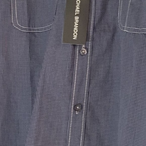 NWT-MICHAEL BRANDON MENS DARK BLUE CASUAL DRESS UP SHIRT - Picture 3 of 7
